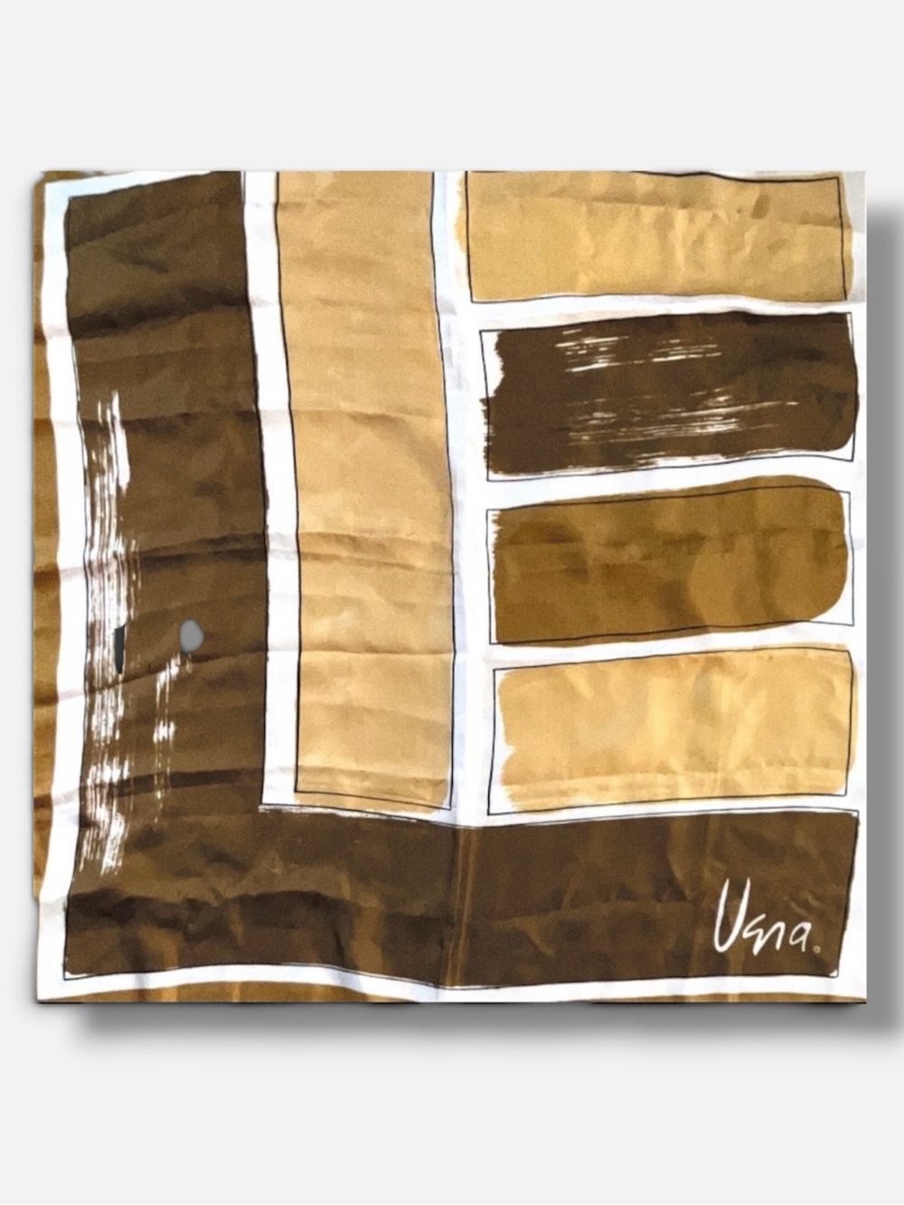 Mod Vera Neumann silk scarf, sable and tan, 1960s